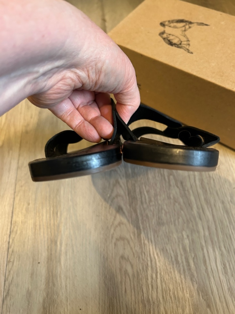 beek.. Pigeon.  Black Leather Crisscross Stud Slide Sandals - Women - Picture 6 of 8